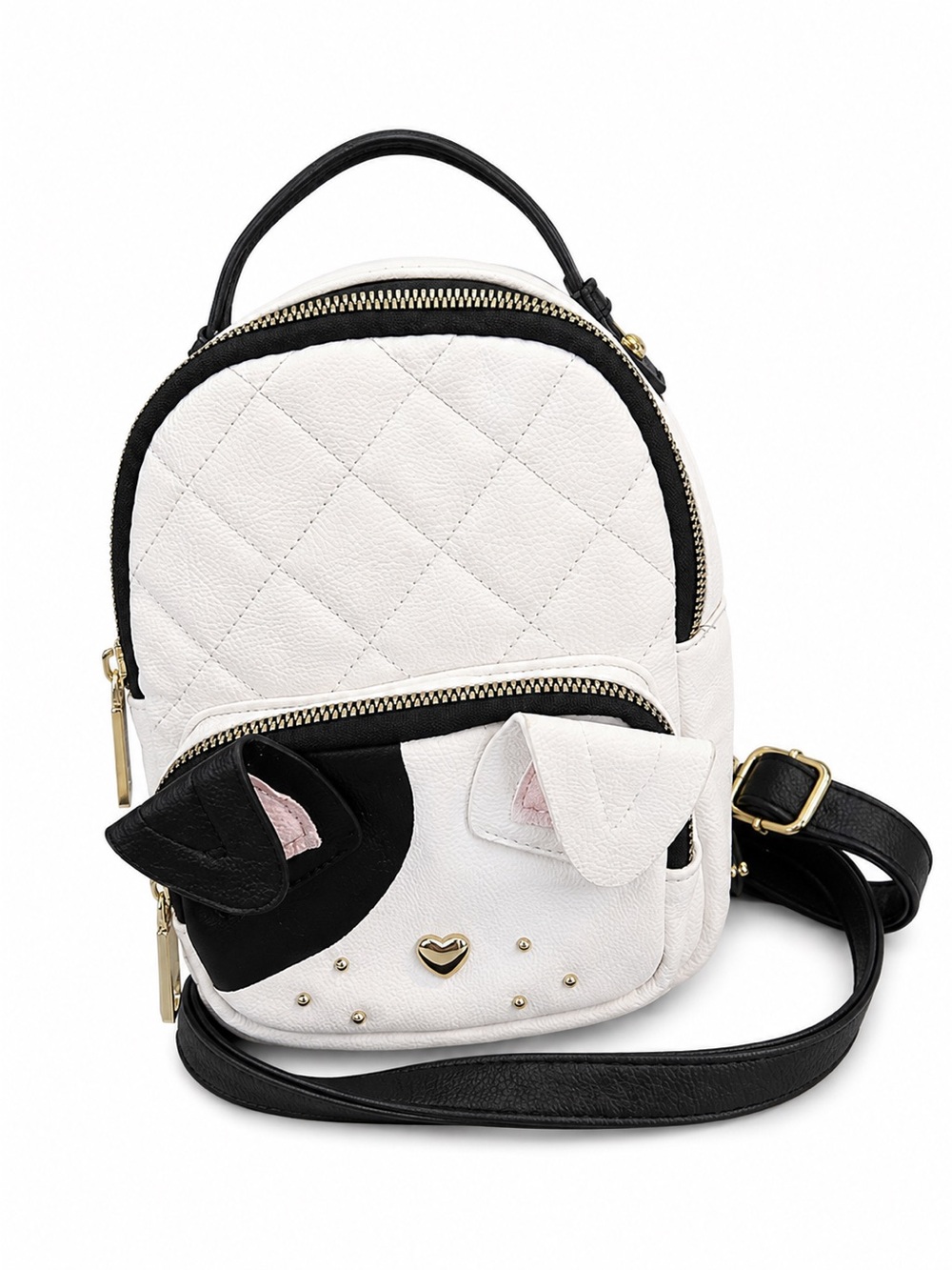 Betsey Johnson White and Black dog Quilted Mini Backpack purse